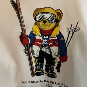 Classic White Tee with Colorful Bear Graphic polo